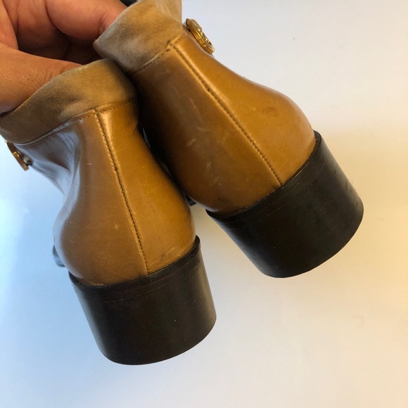 BOTTICELLI Tan Unisex Leather Pointy Toe Women’s size 37 Booties - Picture 7 of 10